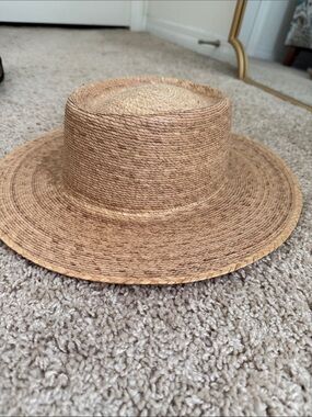 Lack Of Color Woven Straw Wide Brim Hat in Natural Brown